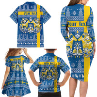 Sweden Christmas Personalized Family Matching Long Sleeve Bodycon Dress and Hawaiian Shirt Dala Horse God Jul - Wonder Print Shop