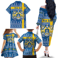 Sweden Christmas Personalized Family Matching Off The Shoulder Long Sleeve Dress and Hawaiian Shirt Dala Horse God Jul - Wonder Print Shop
