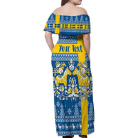 Sweden Christmas Personalized Family Matching Off Shoulder Maxi Dress and Hawaiian Shirt Dala Horse God Jul - Wonder Print Shop