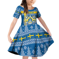 Sweden Christmas Personalized Family Matching Off Shoulder Short Dress and Hawaiian Shirt Dala Horse God Jul - Wonder Print Shop