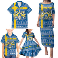 Sweden Christmas Personalized Family Matching Puletasi and Hawaiian Shirt Dala Horse God Jul - Wonder Print Shop
