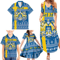 Sweden Christmas Personalized Family Matching Summer Maxi Dress and Hawaiian Shirt Dala Horse God Jul - Wonder Print Shop
