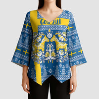 Sweden Christmas Personalized Kimono Sleeve Blouse Dala Horse God Jul - Wonder Print Shop