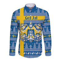 Sweden Christmas Personalized Long Sleeve Button Shirt Dala Horse God Jul - Wonder Print Shop