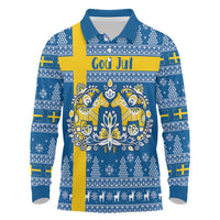 Sweden Christmas Personalized Long Sleeve Polo Shirt Dala Horse God Jul - Wonder Print Shop