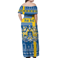 Sweden Christmas Personalized Off Shoulder Maxi Dress Dala Horse God Jul - Wonder Print Shop