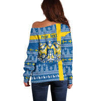 Sweden Christmas Personalized Off Shoulder Sweater Dala Horse God Jul - Wonder Print Shop