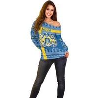 Sweden Christmas Personalized Off Shoulder Sweater Dala Horse God Jul - Wonder Print Shop