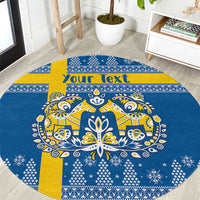Sweden Christmas Personalized Round Carpet Dala Horse God Jul - Wonder Print Shop