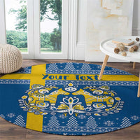 Sweden Christmas Personalized Round Carpet Dala Horse God Jul - Wonder Print Shop