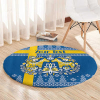 Sweden Christmas Personalized Round Carpet Dala Horse God Jul - Wonder Print Shop