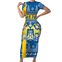 Sweden Christmas Personalized Short Sleeve Bodycon Dress Dala Horse God Jul - Wonder Print Shop