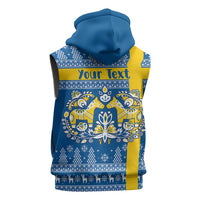 Sweden Christmas Personalized Sleeveless Zip Hoodie Dala Horse God Jul - Wonder Print Shop