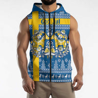 Sweden Christmas Personalized Sleeveless Zip Hoodie Dala Horse God Jul - Wonder Print Shop