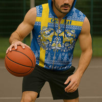 Sweden Christmas Personalized Sleeveless Zip Hoodie Dala Horse God Jul - Wonder Print Shop