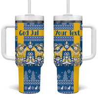 Sweden Christmas Personalized Tumbler With Handle Dala Horse God Jul - Wonder Print Shop
