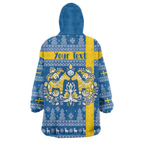 Sweden Christmas Personalized Wearable Blanket Hoodie Dala Horse God Jul - Wonder Print Shop