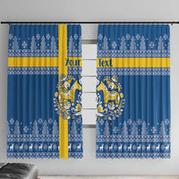 Sweden Christmas Personalized Window Curtain Dala Horse God Jul - Wonder Print Shop