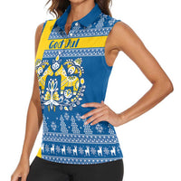 Sweden Christmas Personalized Women Sleeveless Polo Shirt Dala Horse God Jul - Wonder Print Shop