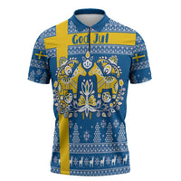 Sweden Christmas Personalized Zipper Polo Shirt Dala Horse God Jul - Wonder Print Shop