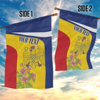 Personalized Romania Great White Pelican Garden Flag With Rosa Canina - Wonder Print Shop