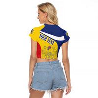 Personalized Romania Great White Pelican Raglan Cropped T Shirt With Rosa Canina - Wonder Print Shop