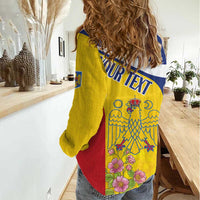 Personalized Romania Great White Pelican Women Casual Shirt With Rosa Canina - Wonder Print Shop