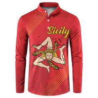 Personalized Bandiera della Sicilia Button Sweatshirt Sporty Style