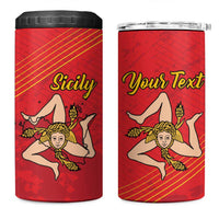 Personalized Bandiera della Sicilia 4 in 1 Can Cooler Tumbler Sporty Style