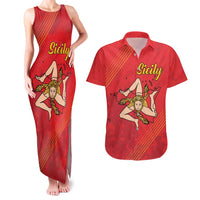 Personalized Bandiera della Sicilia Couples Matching Tank Maxi Dress and Hawaiian Shirt Sporty Style