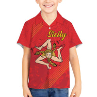 Personalized Bandiera della Sicilia Family Matching Off The Shoulder Long Sleeve Dress and Hawaiian Shirt Sporty Style