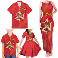 Personalized Bandiera della Sicilia Family Matching Tank Maxi Dress and Hawaiian Shirt Sporty Style