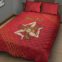 Personalized Bandiera della Sicilia Quilt Bed Set Sporty Style
