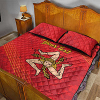 Personalized Bandiera della Sicilia Quilt Bed Set Sporty Style