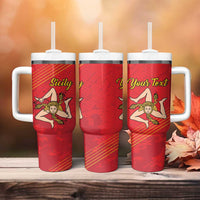 Personalized Bandiera della Sicilia Tumbler With Handle Sporty Style
