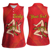 Personalized Bandiera della Sicilia Women Sleeveless Polo Shirt Sporty Style