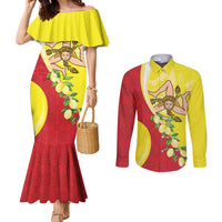 La Sicilia Couples Matching Mermaid Dress and Long Sleeve Button Shirt Bandiera della Sicilia Motif