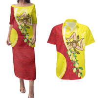 La Sicilia Couples Matching Puletasi and Hawaiian Shirt Bandiera della Sicilia Motif