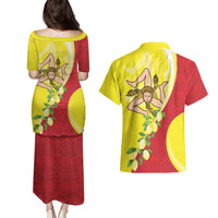 La Sicilia Couples Matching Puletasi and Hawaiian Shirt Bandiera della Sicilia Motif