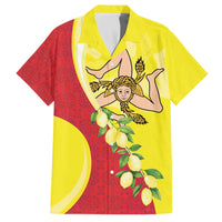 La Sicilia Family Matching Off The Shoulder Long Sleeve Dress and Hawaiian Shirt Bandiera della Sicilia Motif