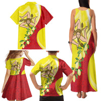 La Sicilia Family Matching Tank Maxi Dress and Hawaiian Shirt Bandiera della Sicilia Motif