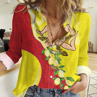 La Sicilia Women Casual Shirt Bandiera della Sicilia Motif