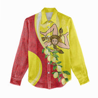 La Sicilia Women Casual Shirt Bandiera della Sicilia Motif