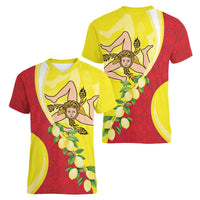 La Sicilia Women V-Neck T-Shirt Bandiera della Sicilia Motif