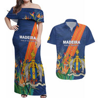 Personalized Madeira Couples Matching Off Shoulder Maxi Dress and Hawaiian Shirt Das Ilhas as Mais Belas e Livres