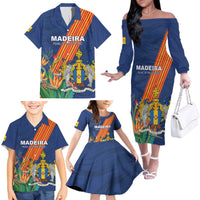 Personalized Madeira Family Matching Off The Shoulder Long Sleeve Dress and Hawaiian Shirt Das Ilhas as Mais Belas e Livres