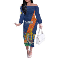 Personalized Madeira Family Matching Off The Shoulder Long Sleeve Dress and Hawaiian Shirt Das Ilhas as Mais Belas e Livres