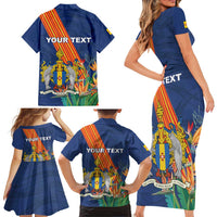 Personalized Madeira Family Matching Short Sleeve Bodycon Dress and Hawaiian Shirt Das Ilhas as Mais Belas e Livres