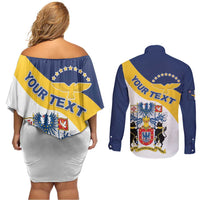 Personalized Azores Couples Matching Off Shoulder Short Dress and Long Sleeve Button Shirt Antes Morrer Livres Que Em Paz Sujeitos