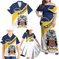 Personalized Azores Family Matching Off Shoulder Maxi Dress and Hawaiian Shirt Antes Morrer Livres Que Em Paz Sujeitos